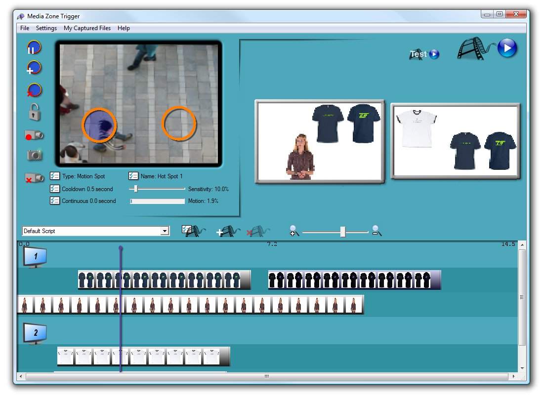 Webcam Interactive Digital Signage software, motion detection and video display